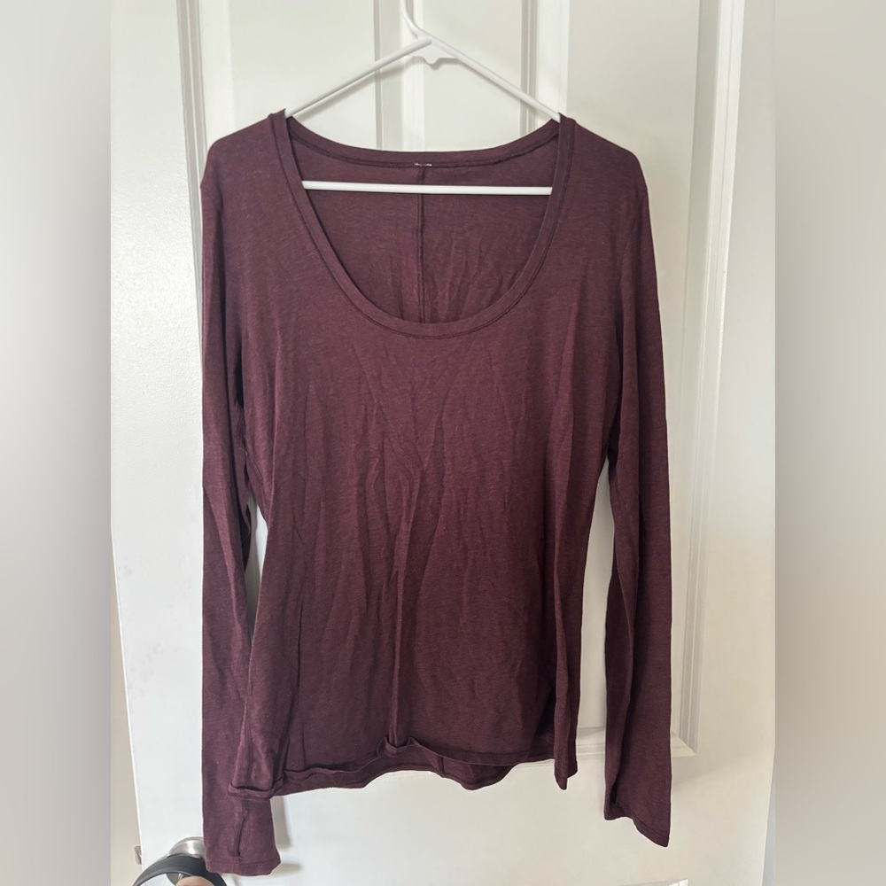 Lululemon scoop long sleeve top size 12 in burgundy